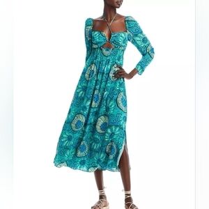 Rhode Phoenix Printed Midi Dress in Aquatic Bloom NWT